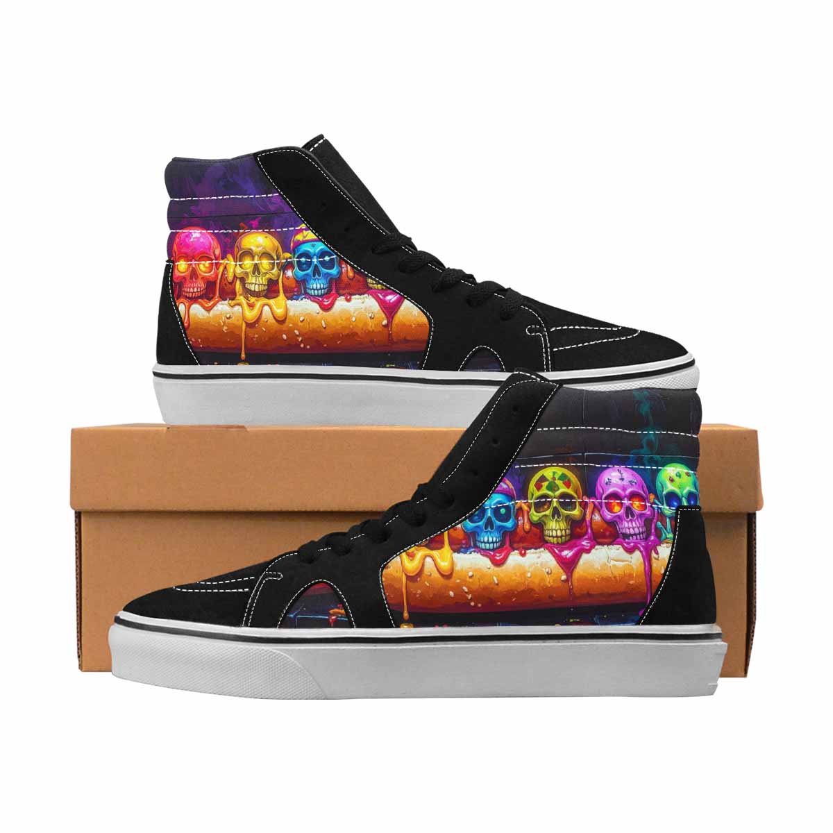 MEN'S Skulls High Top Canvas Made To Order Cottagecore Custom Art Shoes