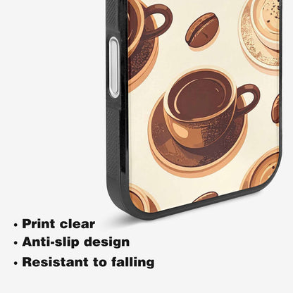 iPhone 16 Case — Coffee Cup And Bean Pattern Seamless, Custom Phone Case