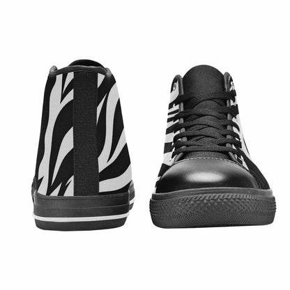 MEN'S Zebra Print Black White High Top Canvas Aesthetic Sneakers