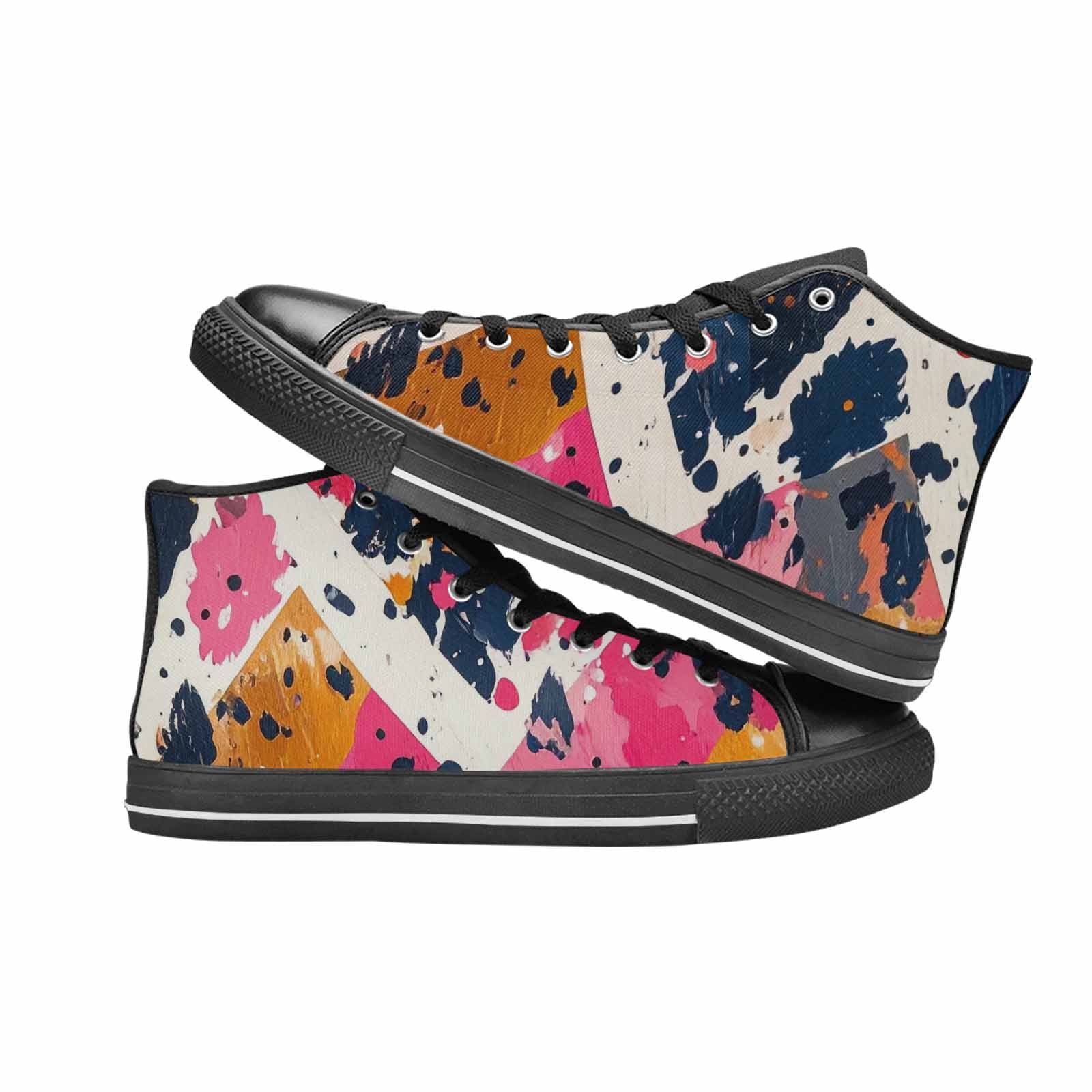 WOMEN'S Cow Animal Print High Top Canvas Aesthetic Sneakers