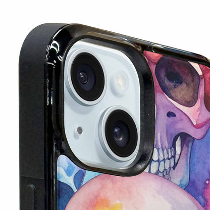 iPhone 15 Case — Kulls Watercolor Skulls Small Skull Pattern, Customized Protective Case