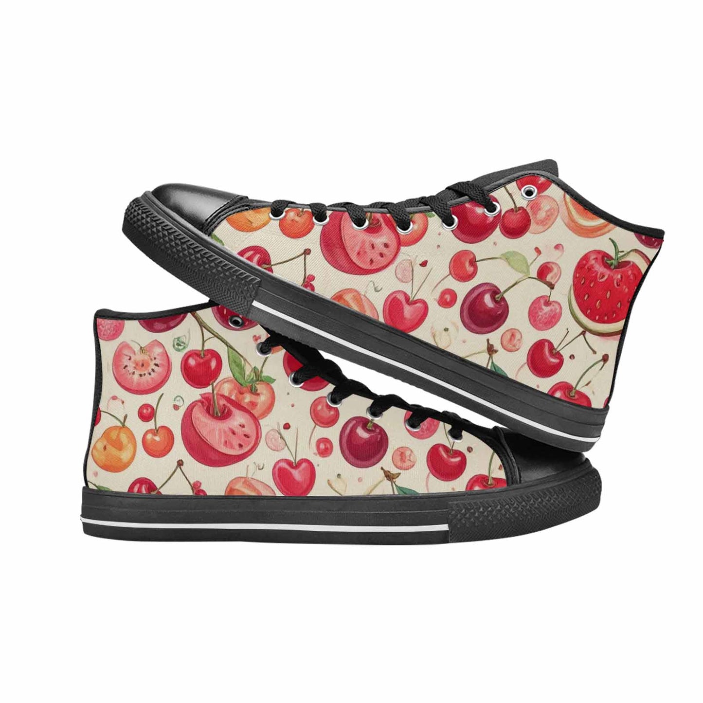 MEN'S Cherry Fruit Print High Top Canvas Y2K Custom Shoes