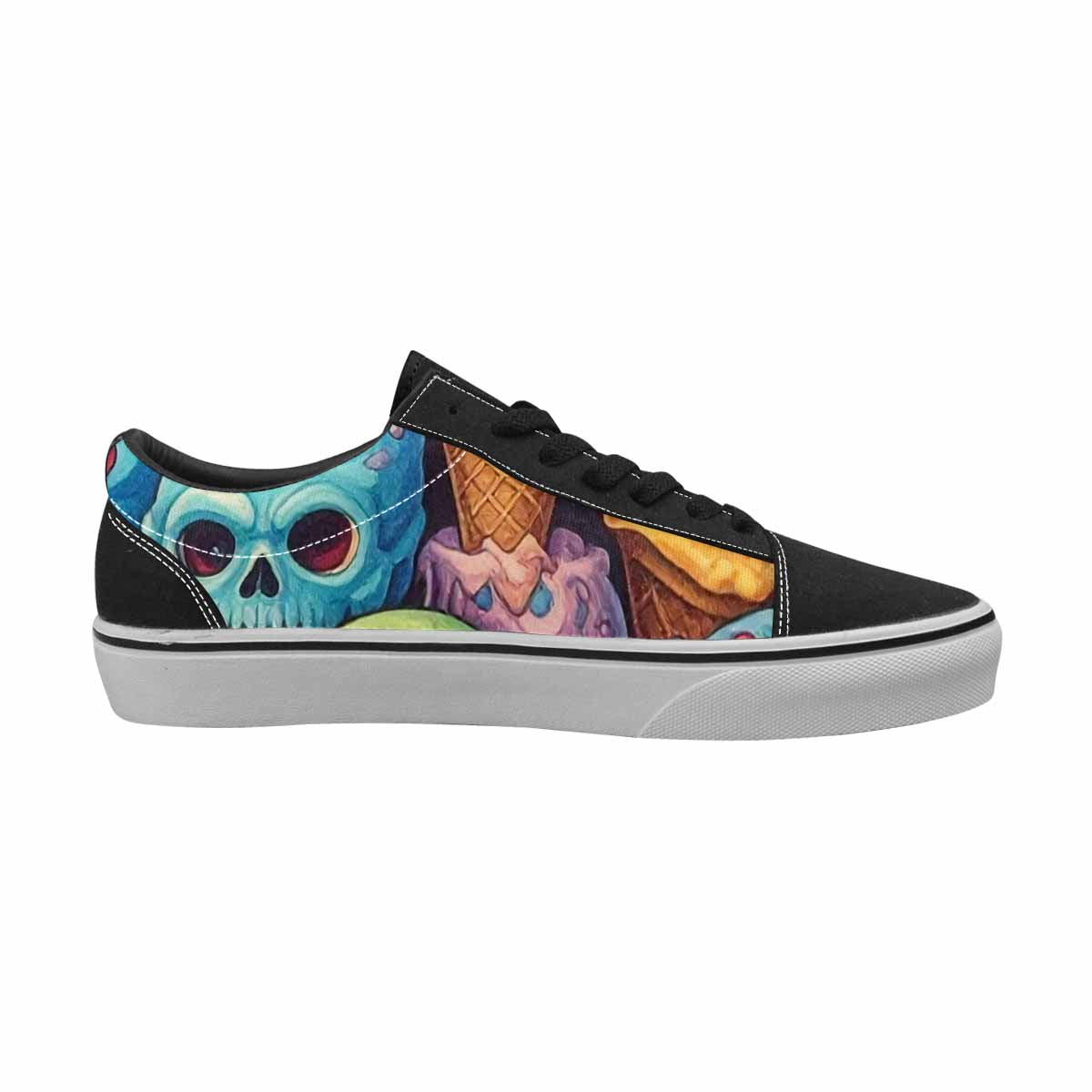 WOMEN'S Ice Cream Monsters  Lace-Up Canvas Wallpaper Art Custom Sneakers