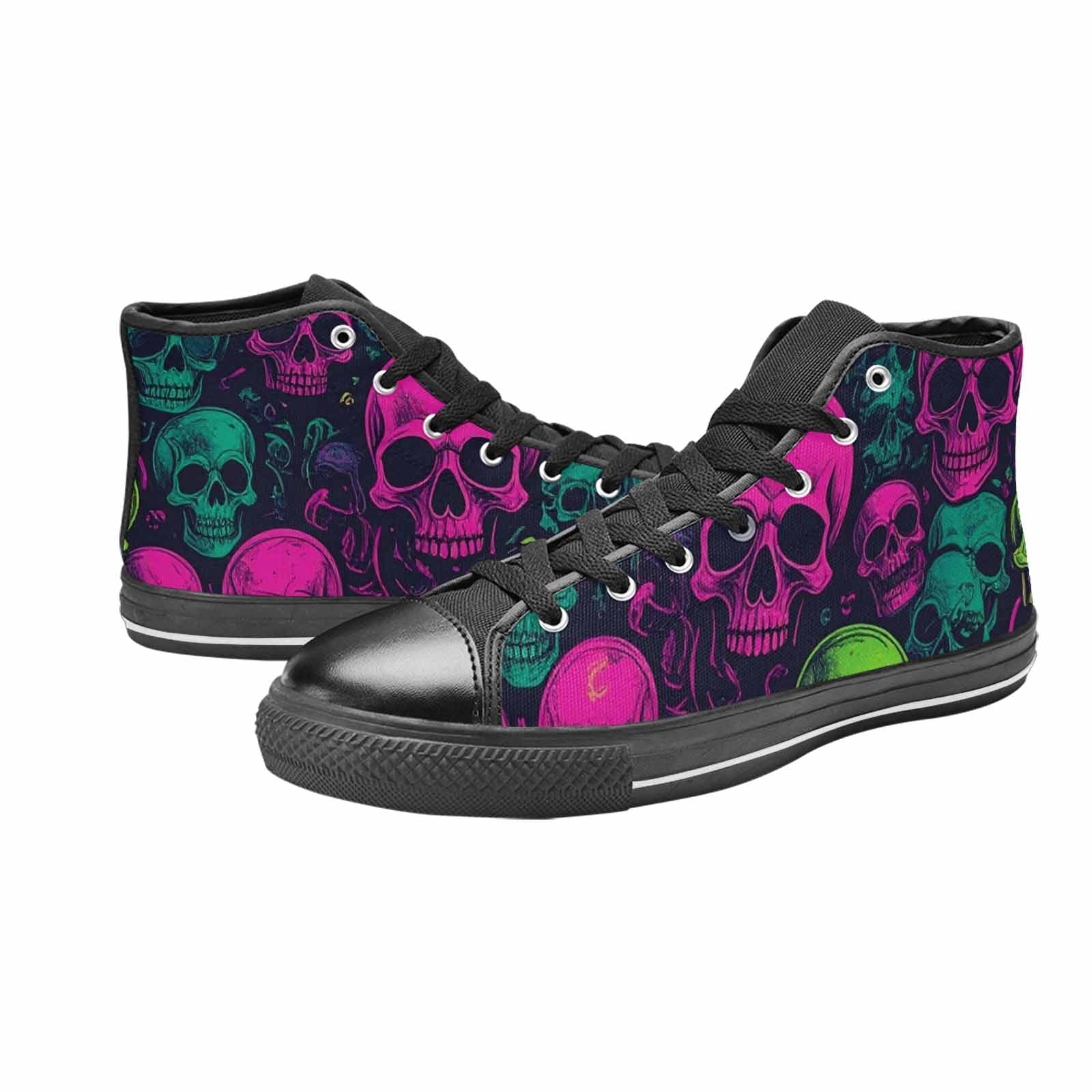 MEN'S Skulls - Neon High Top Canvas Vibrant Chaos Shoes
