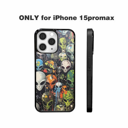 iPhone 15 Pro Max Case — Aliens Camo Aliens Pattern Hundreds Of, Custom Print Case Cover