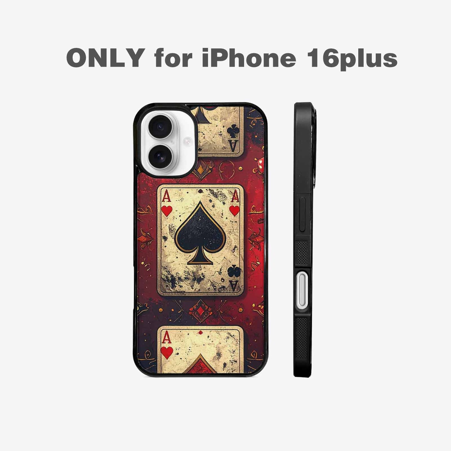 iPhone 16 Plus Case — Playing Card Suits Pattern Poker Chips, Original Design Phone Case