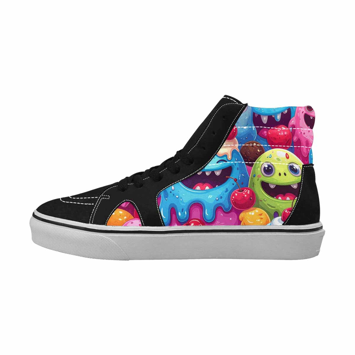 MEN'S Melting Icecream Monster Cherry High Top Canvas Neon Fantasy Shoes
