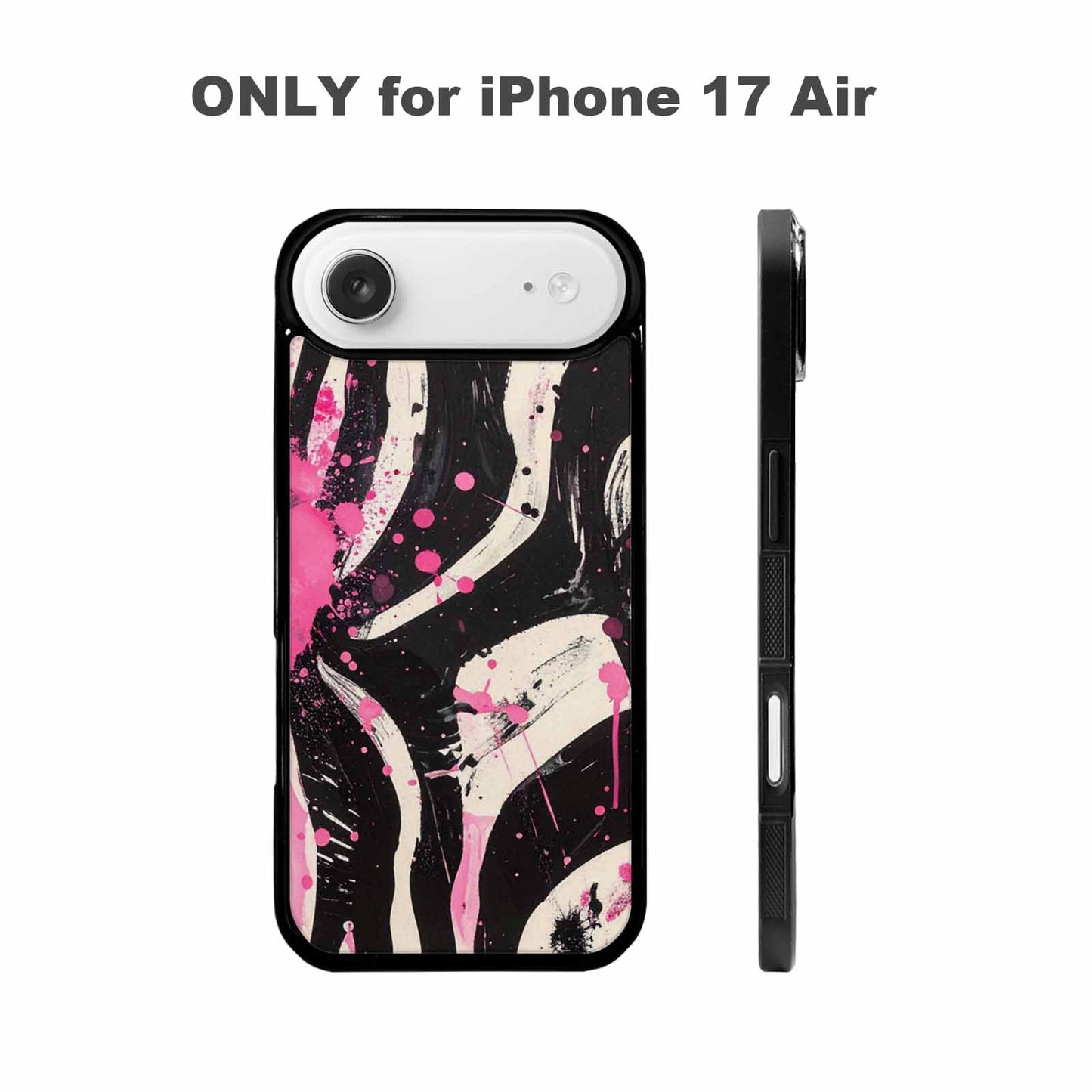 iPhone 17 Air Case — Black Pink Ink Zebra Stripe Animal, Original Design Phone Case