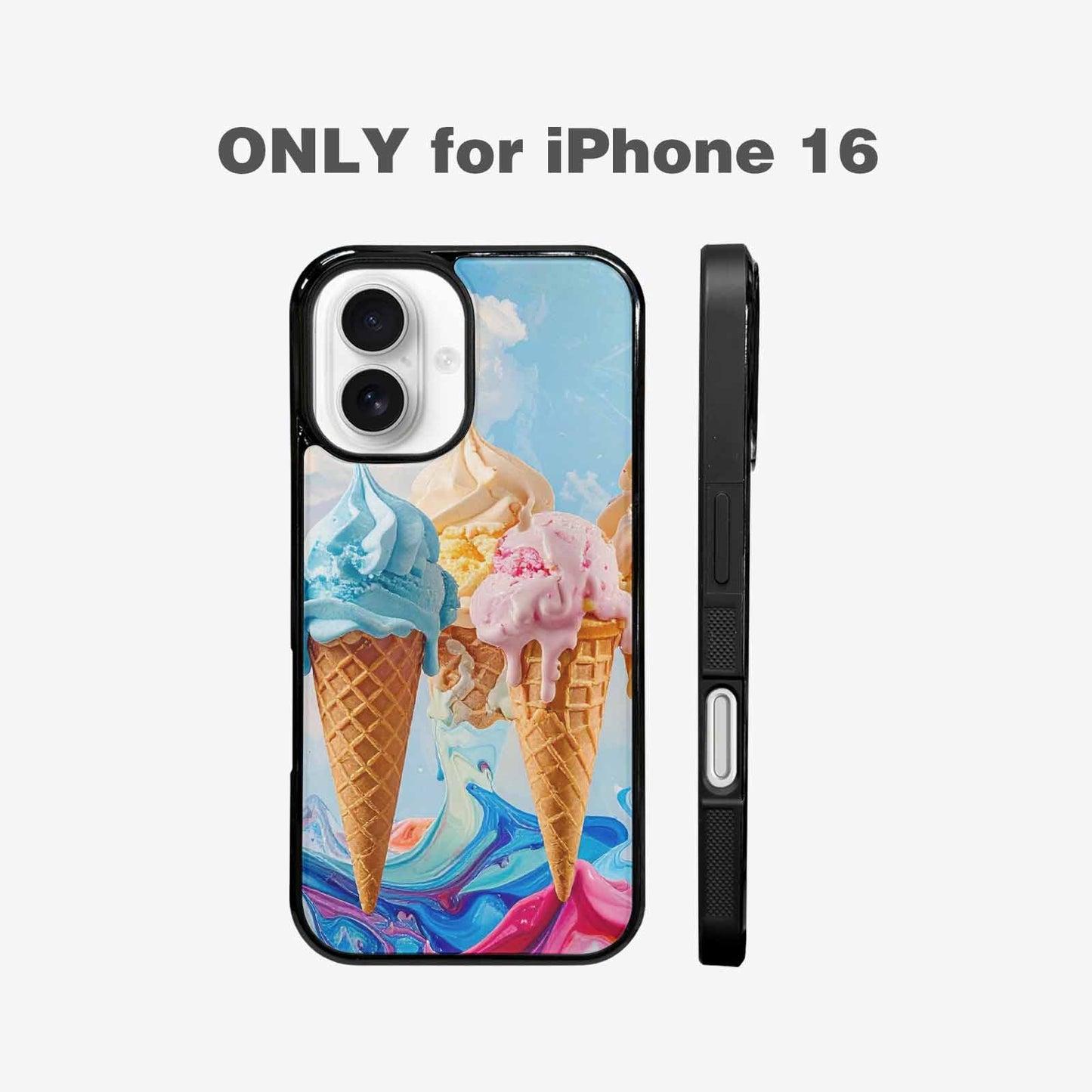 iPhone 16 Case — Collage Of Overlapping Waffle Cone Icecream, Custom Designed Case Cover