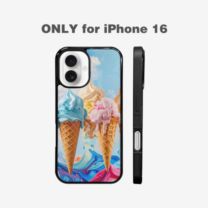 iPhone 16 Case — Collage Of Overlapping Waffle Cone Icecream, Custom Designed Case Cover