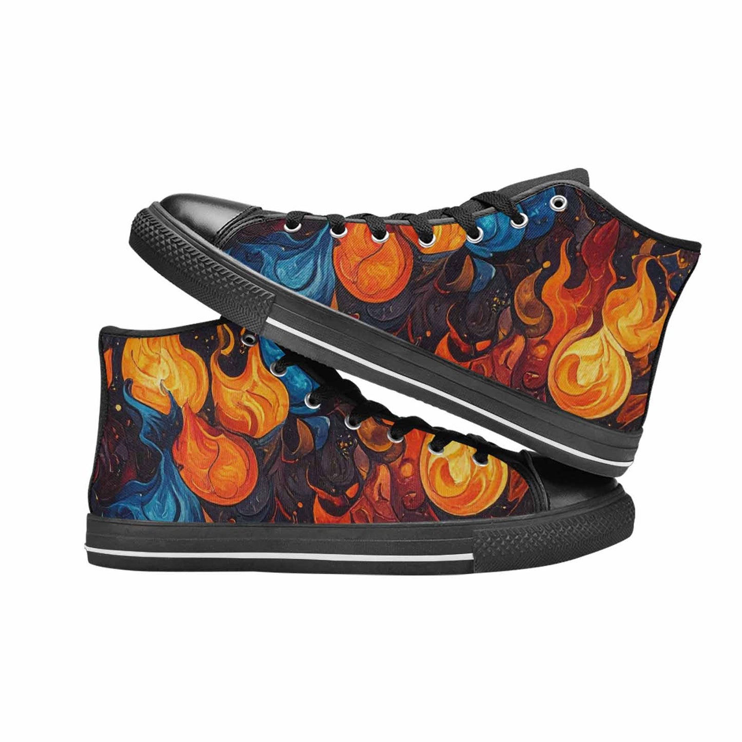 WOMEN'S Fire Flame High Top Canvas Cottagecore Custom Shoes