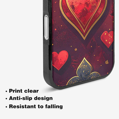 iPhone 16 Plus Case — Playing Card Suits Pattern Poker Chips, Custom Printed Phone Case