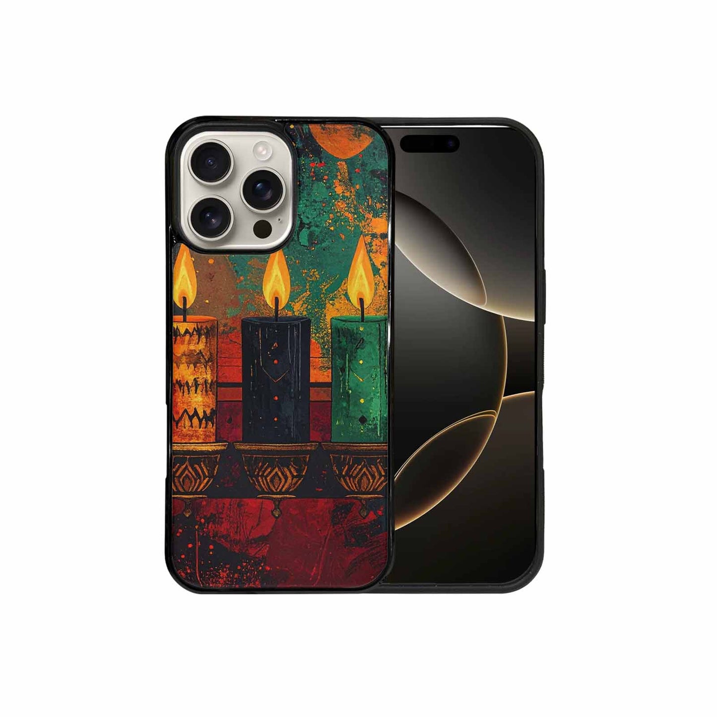 iPhone 16 Pro Max Case — Kwanzaa Kinara Pattern Seamless Repeat African, Personalized Phone Case