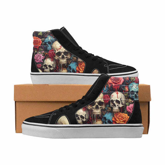 MEN'S Skulls High Top Canvas Unique Print Wallpaper Art Handmade Custom Shoes