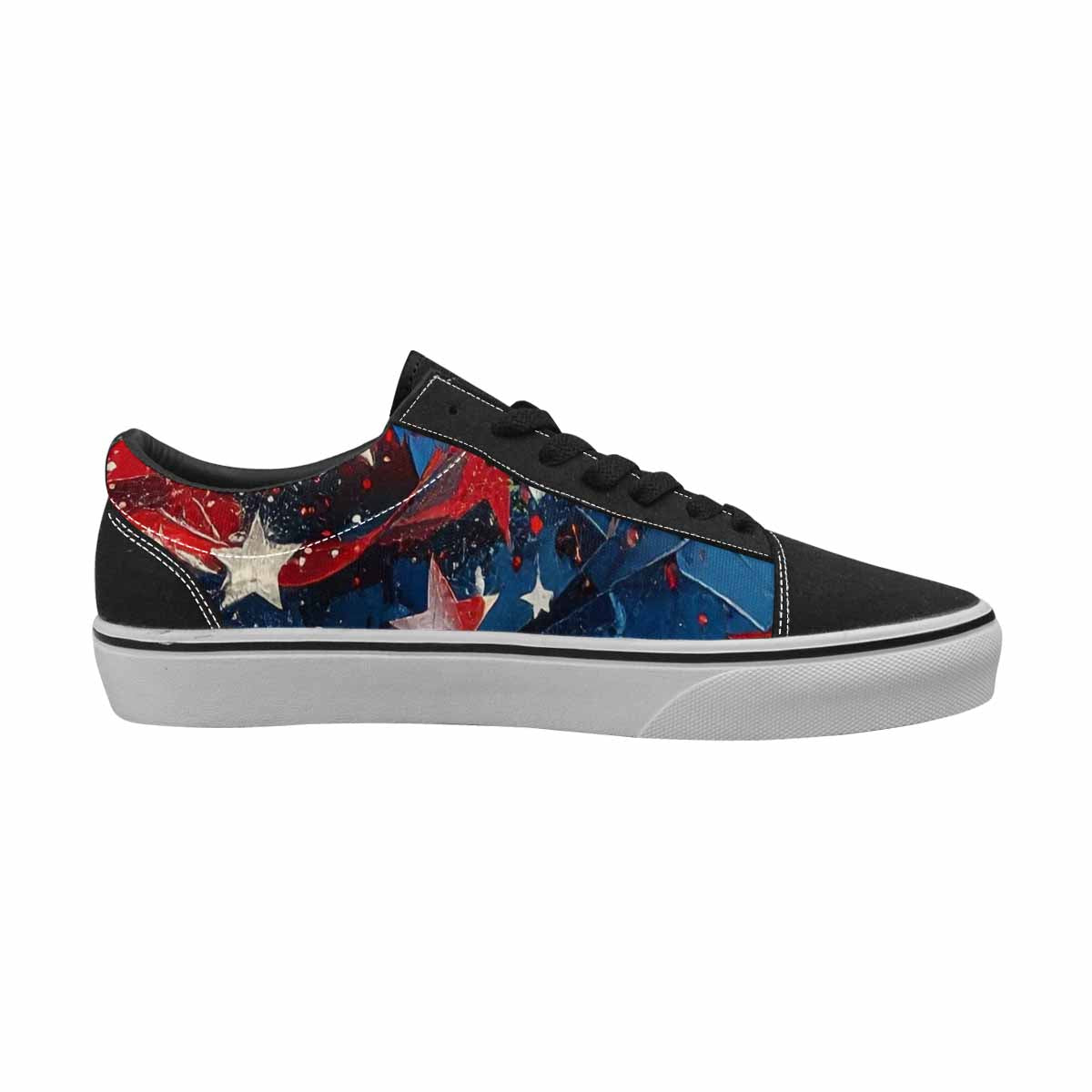WOMEN'S Patriotic Stars Stripes Lace-Up Canvas Dark Academia Custom Sneakers