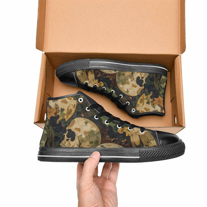 WOMEN'S Military Camo Skull High Top Canvas Wallpaper Art Shoes