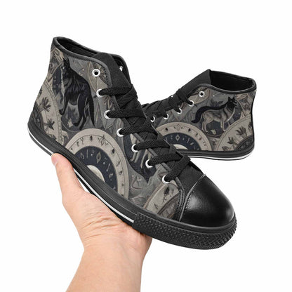 WOMEN'S Wolves Everywhere Collage High Top Canvas Dark Academia Sneakers