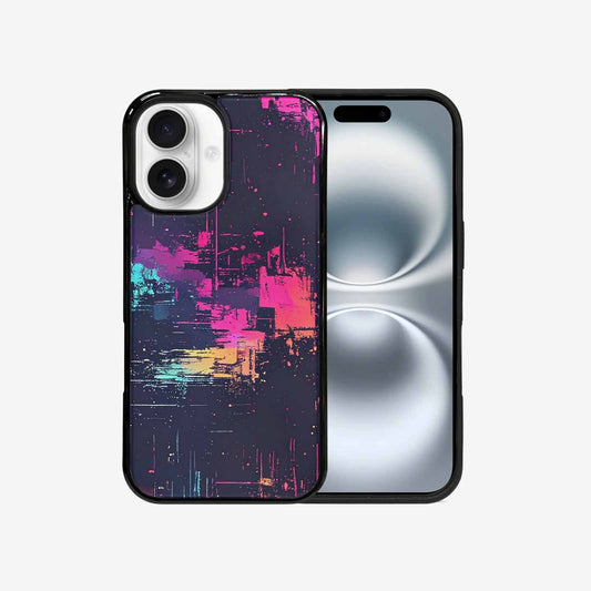 iPhone 16 Case — Glitch Dark Art Seamless Pattern Vibrant, Custom Printed Phone Case