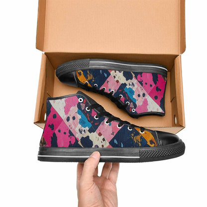 MEN'S Cow Animal Print High Top Canvas Vivid Custom Sneakers