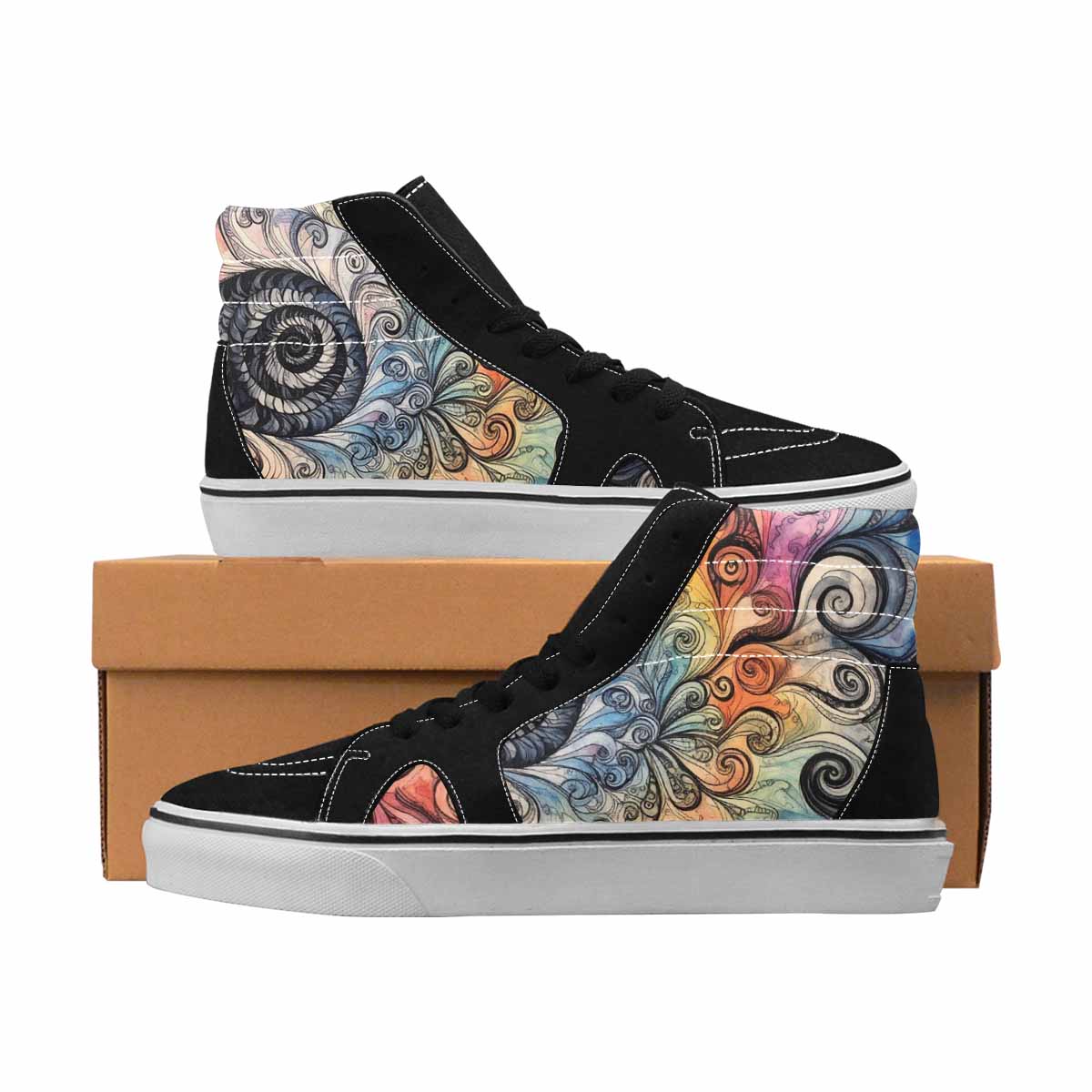 MEN'S Tie Dye High Top Canvas Custom Design Aesthetic Original Art Sneakers