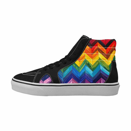 MEN'S Progress Pride Flag High Top Canvas Vibrant Chaos Custom Sneakers