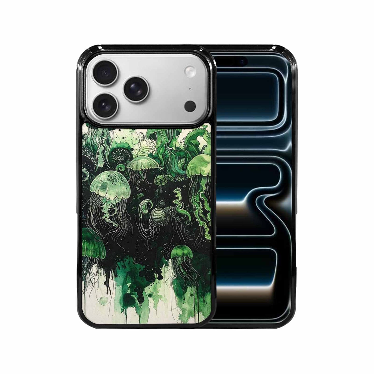 iPhone 17 Pro Max Case — Sea Creature Burst Black Original Art, Personalized Phone Case