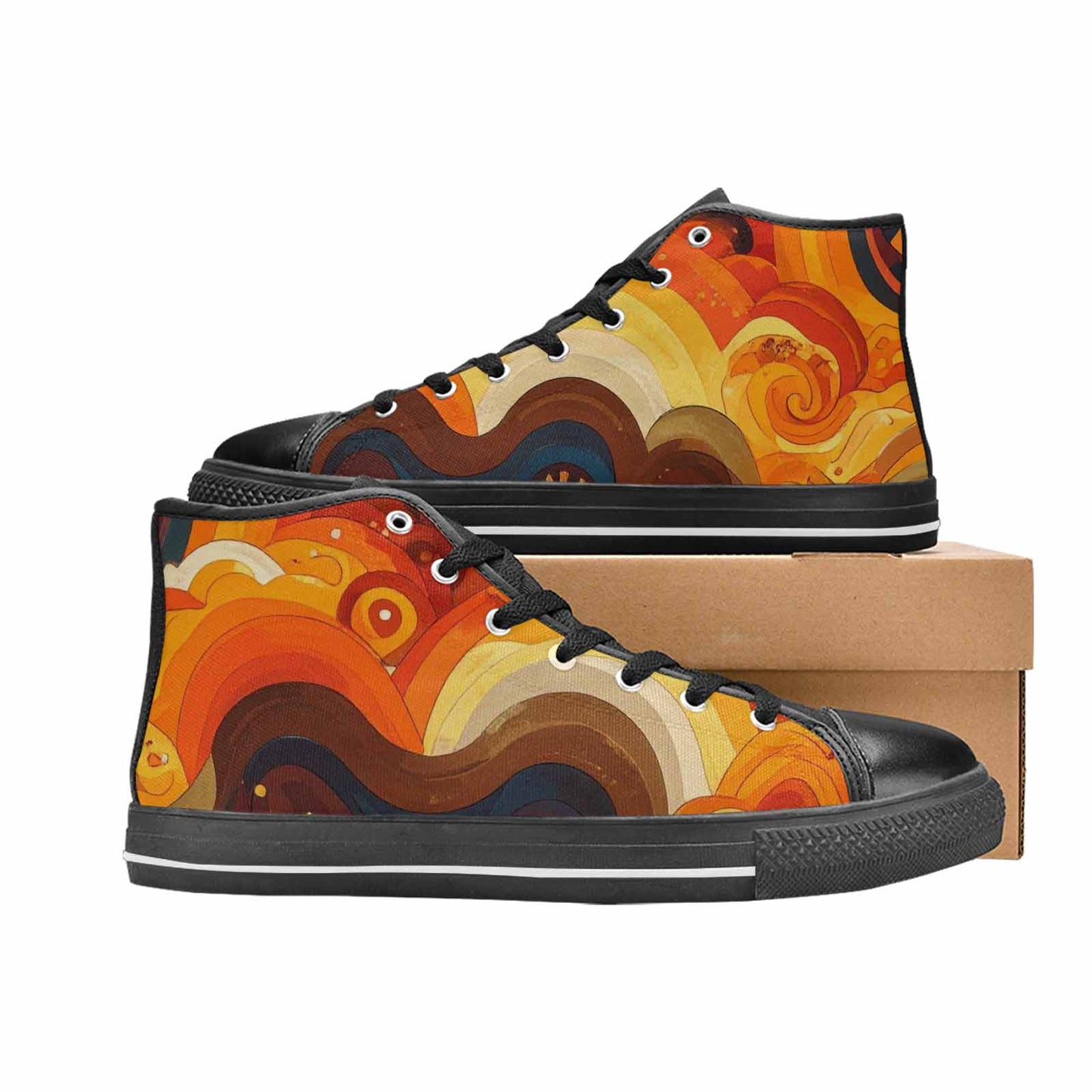 MEN'S Groovy 70S Peace High Top Canvas Neon Fantasy Custom Shoes