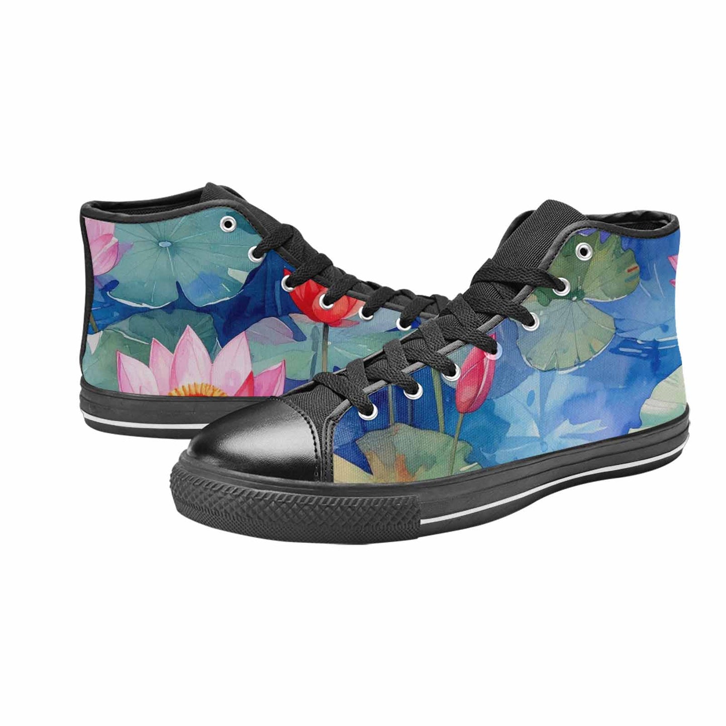 MEN'S Monet-Style Impressionist Water High Top Canvas Vibrant Chaos Custom Shoes