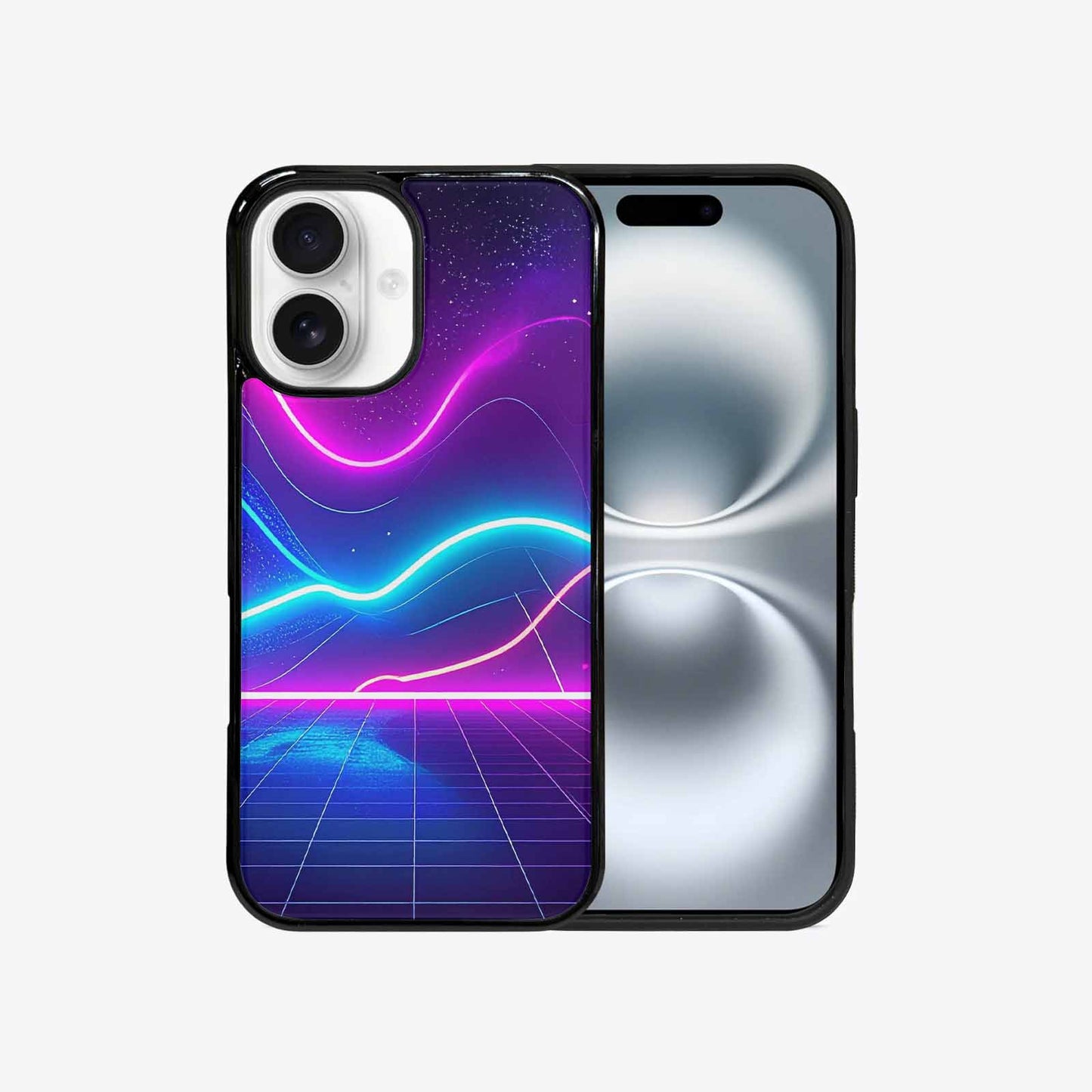 iPhone 16 Case — 1980s Neon Cartoon Art Pattern, Unique Phone Case Design