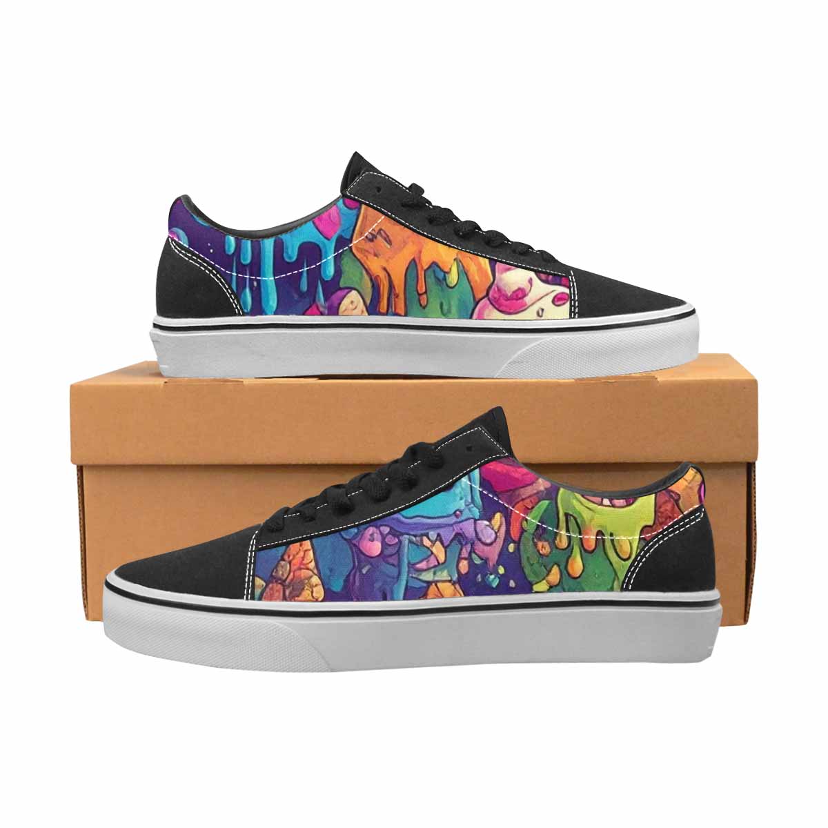 WOMEN'S Melting Ice Cream Monster Lace-Up Canvas Neon Fantasy Shoes