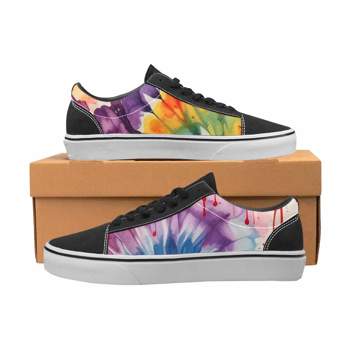 WOMEN'S Tie Lace-Up Canvas Vibrant Chaos Custom Sneakers