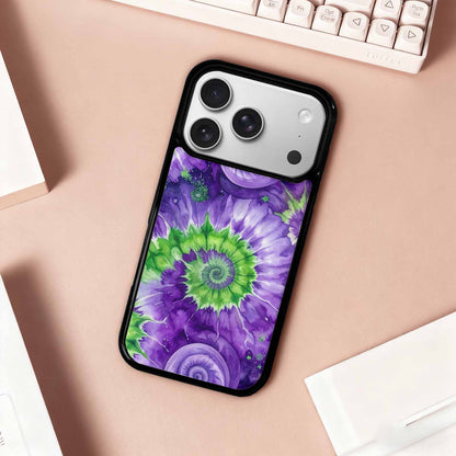 iPhone 17 Pro Case — Tie Dye Purple Green Blended Tie, Customized Protective Case