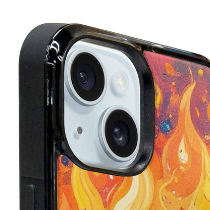 iPhone 15 Plus Case — Flame Burst Full Color Vibrant Flame, Custom Print Case Cover