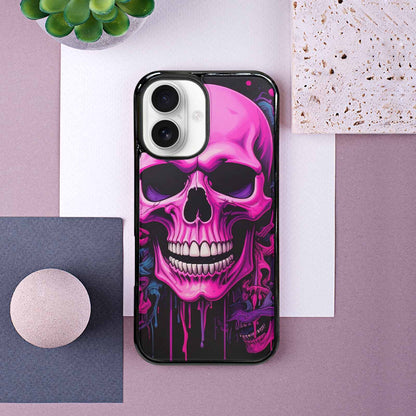 iPhone 16 Case — Pink Purple Skeletons Neon Drip Melting, Customized Protective Case