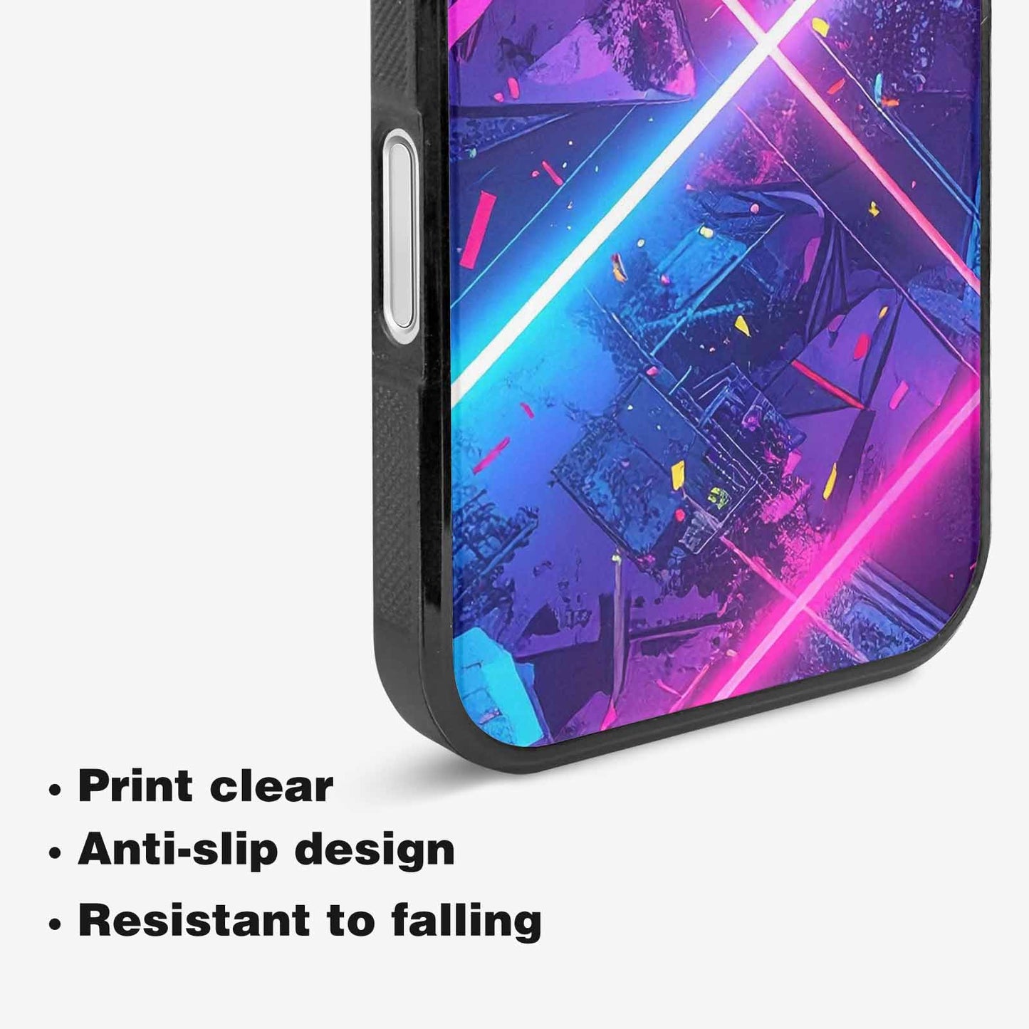iPhone 16 Plus Case — Neon Grid Confetti, Custom Designed Case Cover