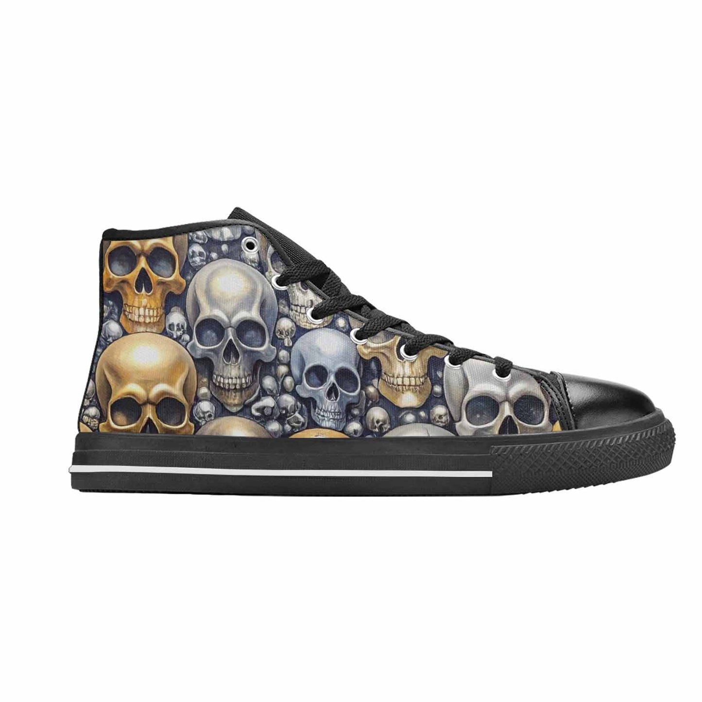 WOMEN'S Skulls - Metallic-Chrome- High Top Canvas Dark Academia Sneakers