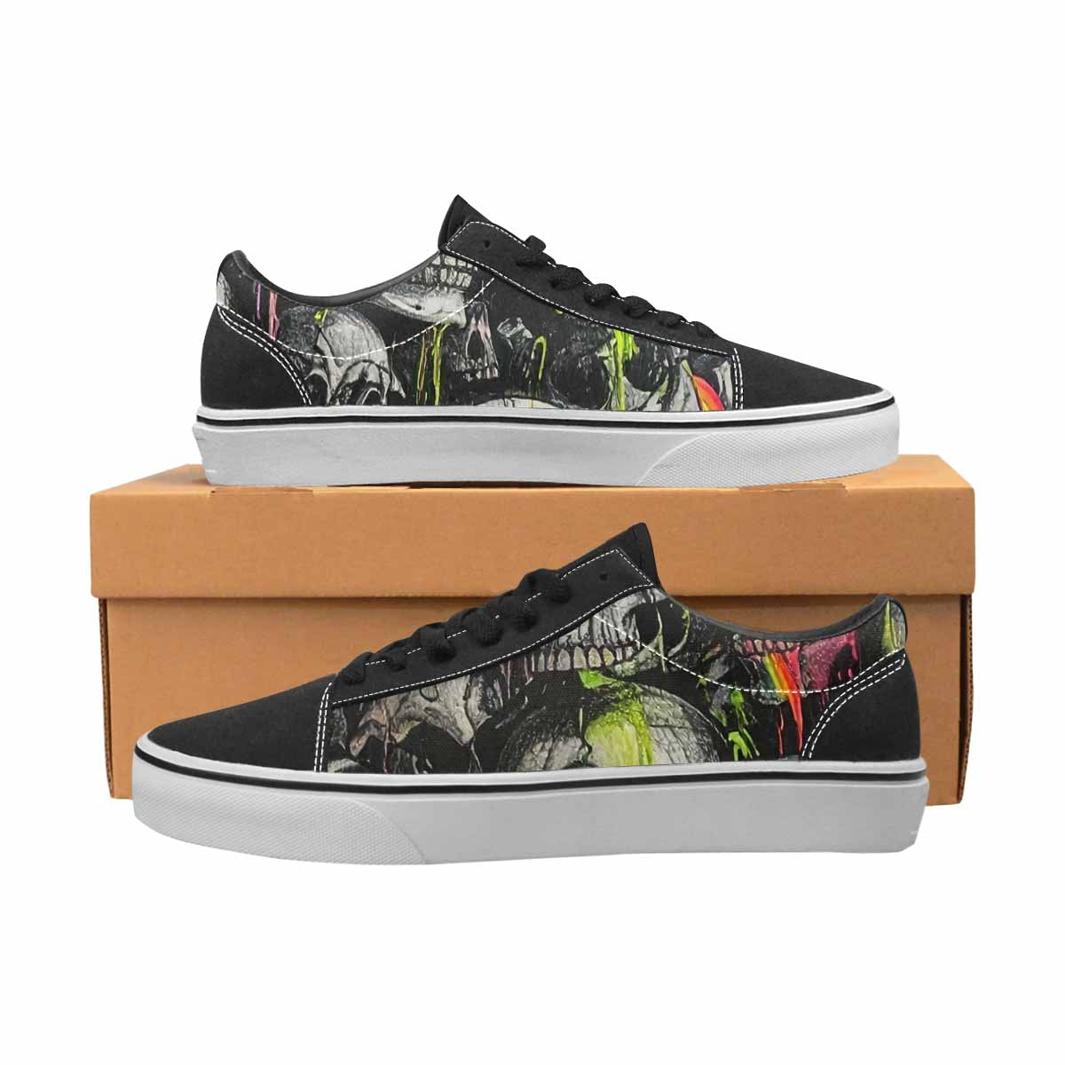WOMEN'S Rainbow From Skull S Lace-Up Canvas Wallpaper Art Sneakers
