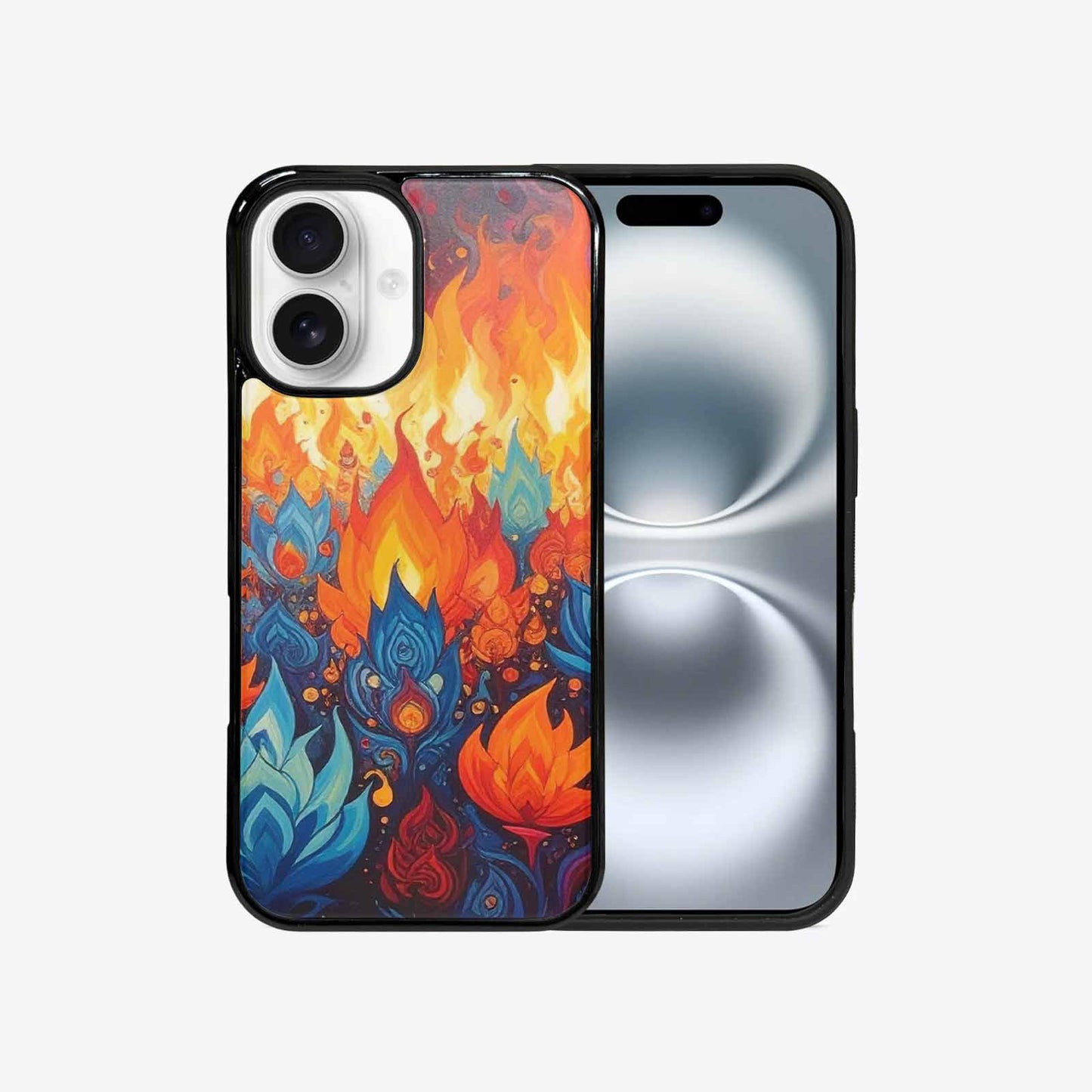 iPhone 16 Case — Flame Burst Full Color Vibrant Flame, Custom Designed Case Cover