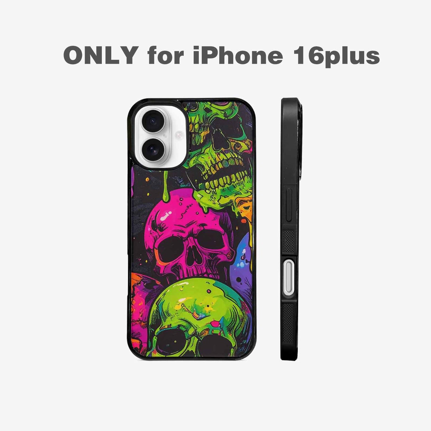 iPhone 16 Plus Case — Vibrant Camo 1000\'s Of Skeletons Neon, Unique Phone Case Design