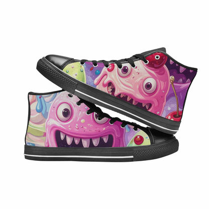 WOMEN'S Melting Icecream Monster Cherry High Top Canvas Dark Academia Custom Sneakers