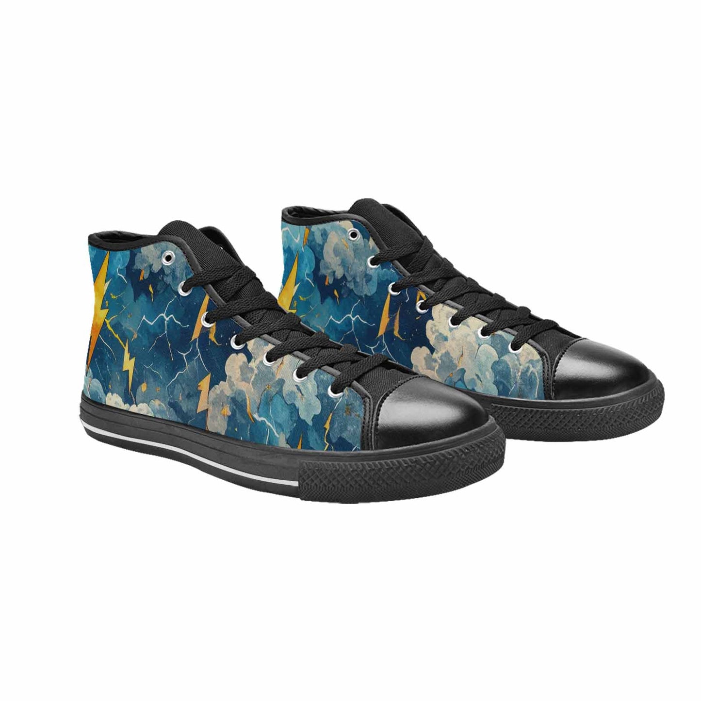 MEN'S Lightning Bolt High Top Canvas Grunge Custom Sneakers