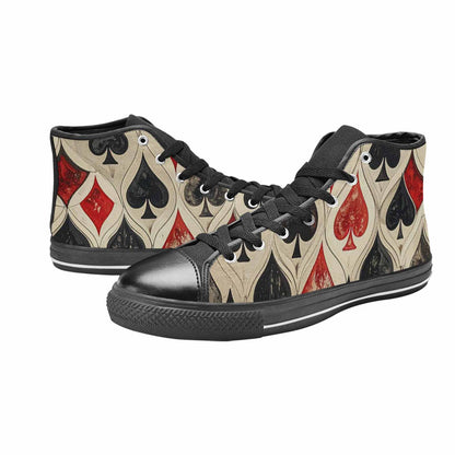 WOMEN'S Playing Card Suit High Top Canvas Vivid Sneakers