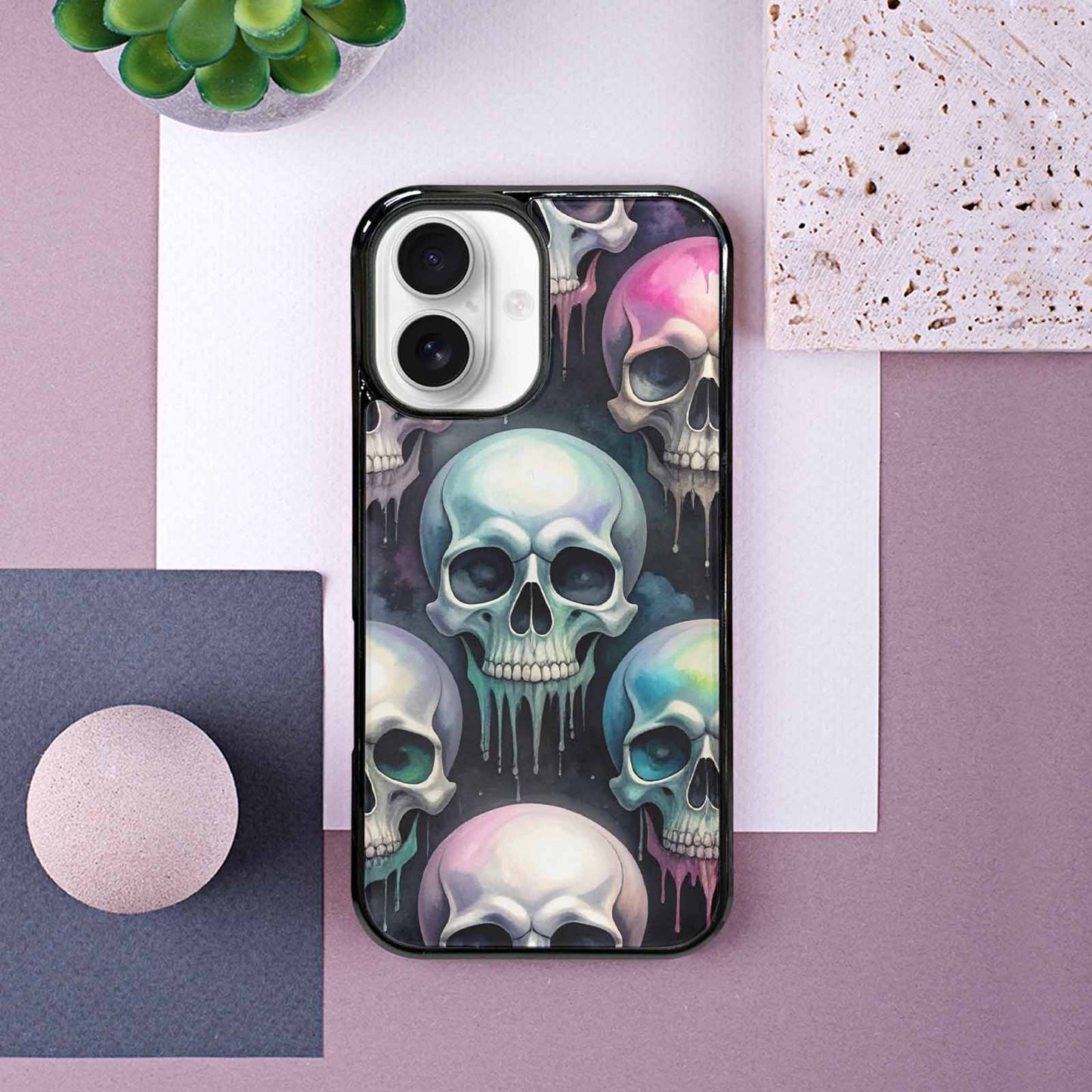 iPhone 16 Case — Dark Black And White Color Tone, Custom Art Phone Cover