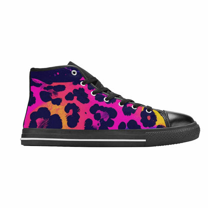 MEN'S Leopard Print Neon High Top Canvas Neon Fantasy Custom Shoes