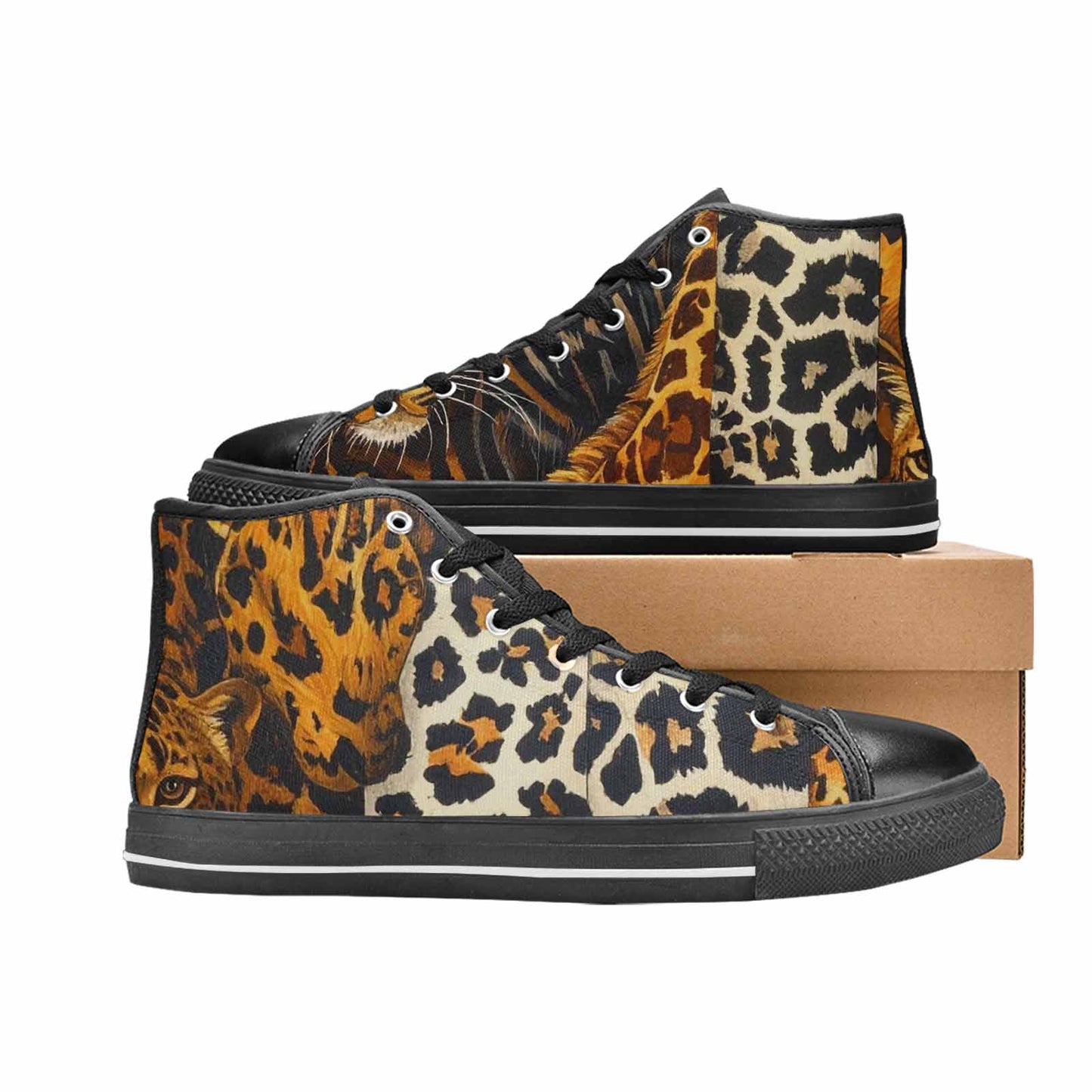 MEN'S Animal Print High Top Canvas Vibrant Chaos Custom Sneakers