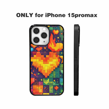 iPhone 15 Pro Max Case — Pixel Art 8 Bit Burst Pattern, Custom Art Phone Cover