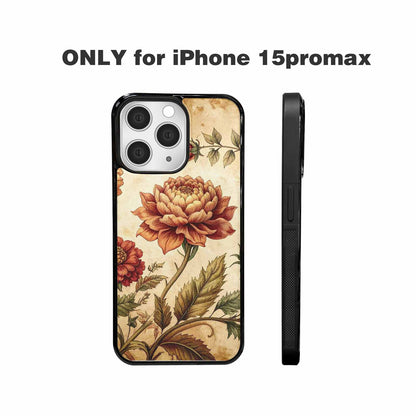 iPhone 15 Pro Max Case — Vintage Botanical Art Pattern, Personalized Phone Case