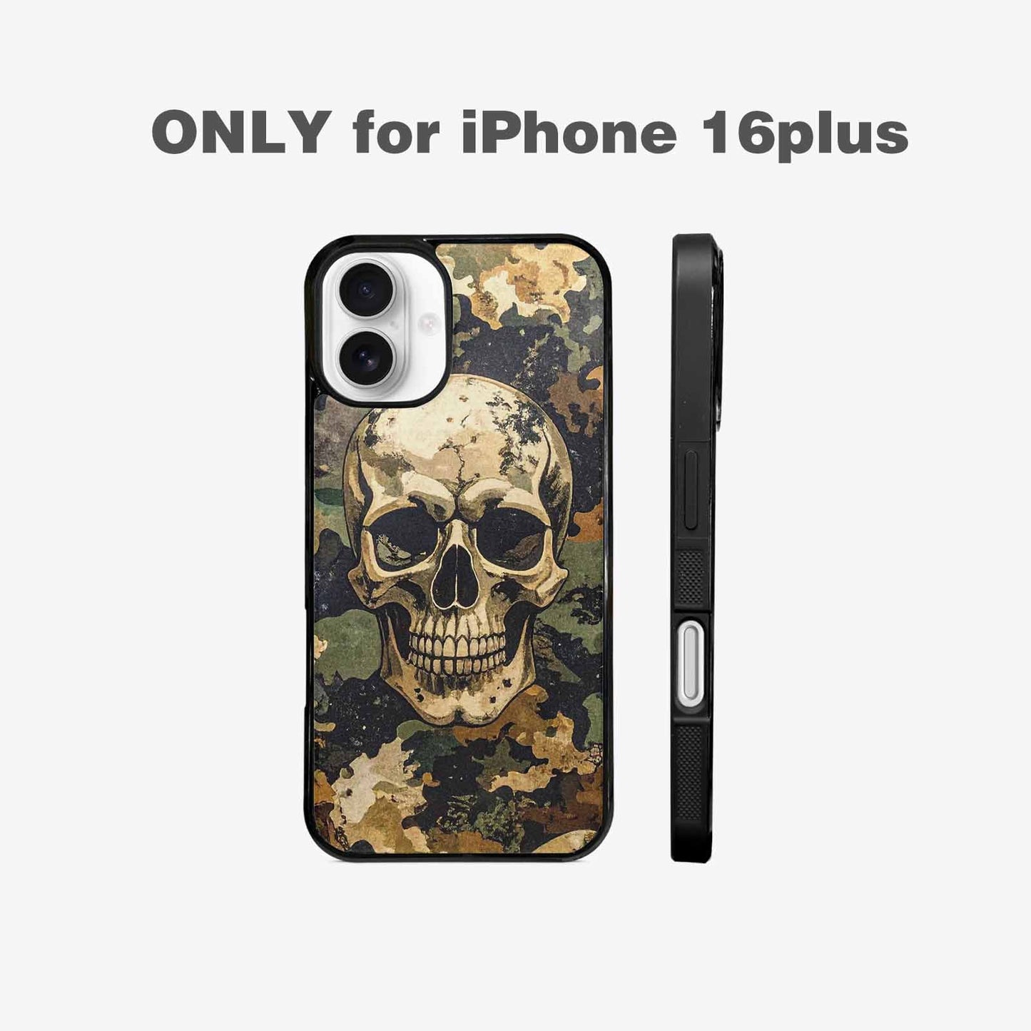 iPhone 16 Plus Case — Military Camo Skull Custom, Custom Printed Phone Case