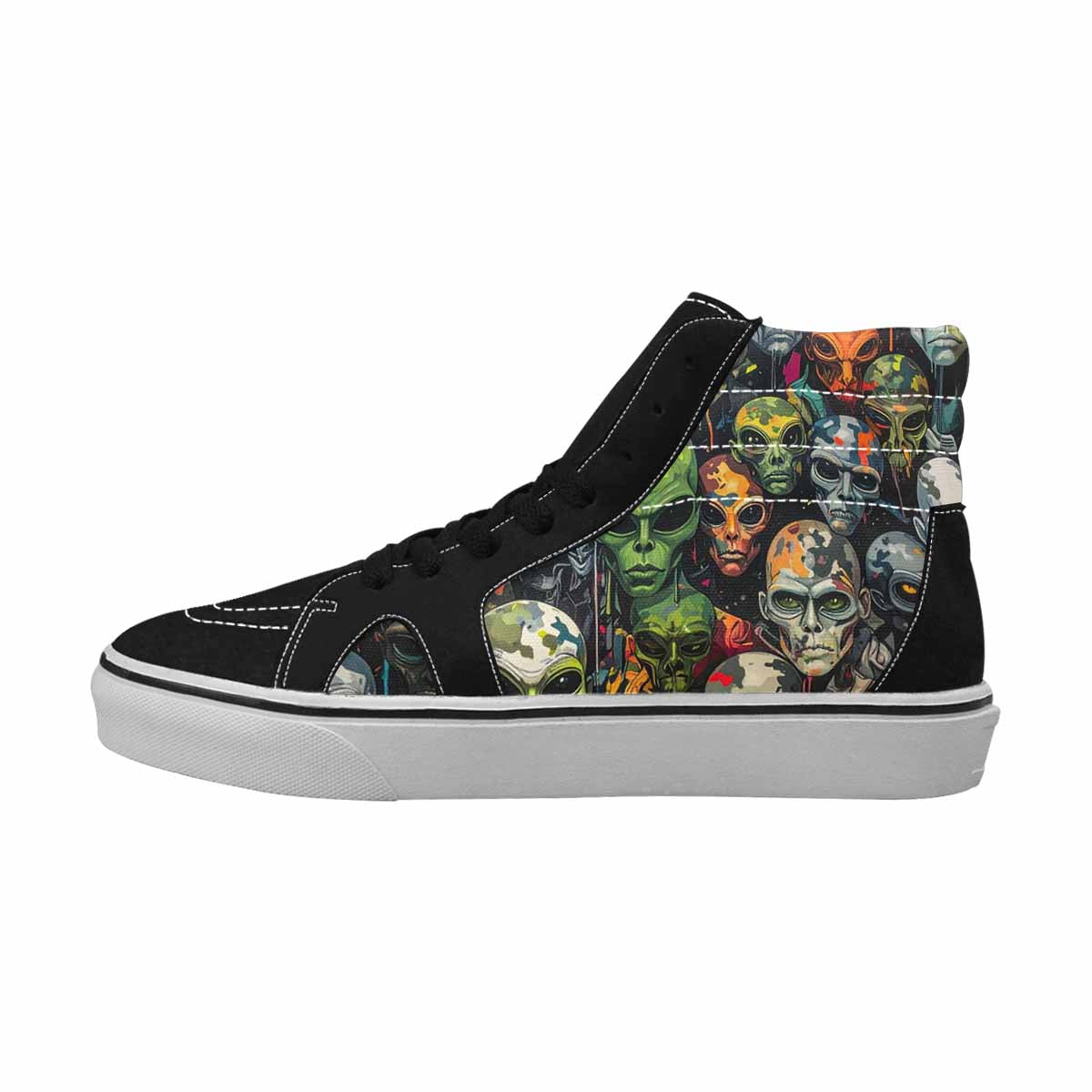 MEN'S Aliens × Camo Aliens High Top Canvas Melting Art Custom Sneakers