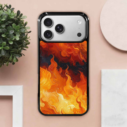 iPhone 17 Pro Max Case — Glossy Storm Flame Original Art, Custom Art Phone Cover
